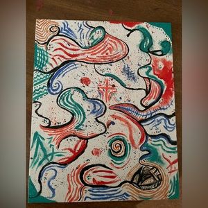 “Deep thoughts” illustration and splash painting